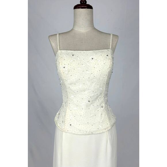 Chicas Dress Set Maxi Gown Jacket Women Medium Off White Embroidered Formal NWT - Picture 3 of 16